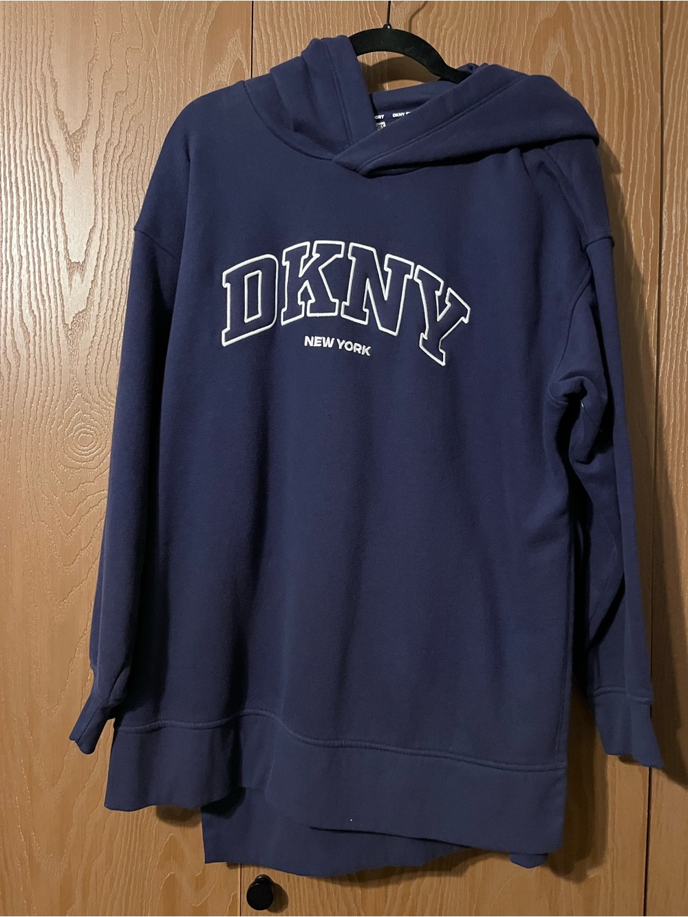 DKNY Navy tunic Hoodie with White Logo